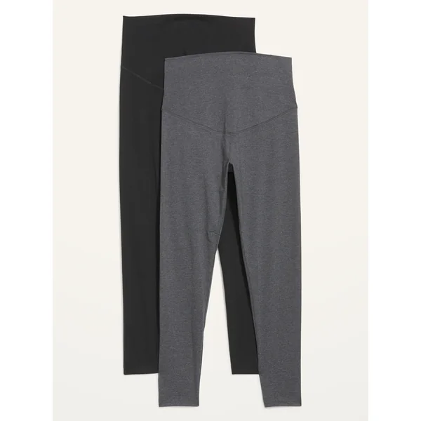 Maternity Full-Panel Leggings 2-Pack - Black/Gray