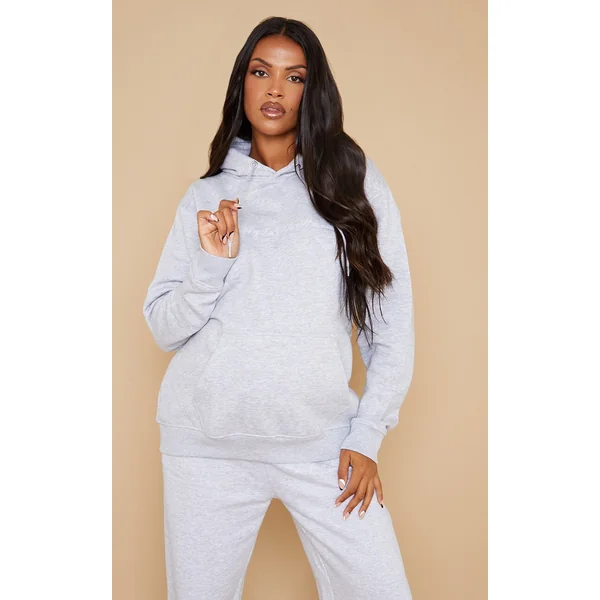Maternity Grey Prettylittlething Embroided Hoodie