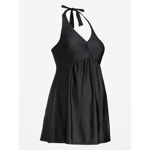Maternity Halter Swim Dress - Black Jack