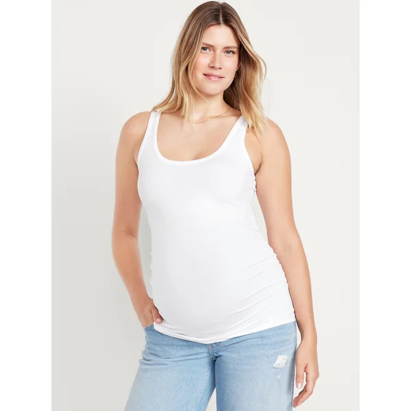 Maternity Jersey Tank Top - White Lilies