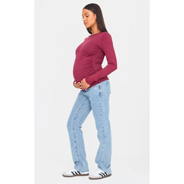 Maternity Light Blue Wash Long Leg Straight Jeans