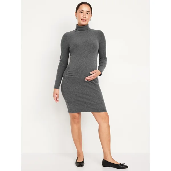 Maternity Mock-Neck Mini Dress - Heather Gray