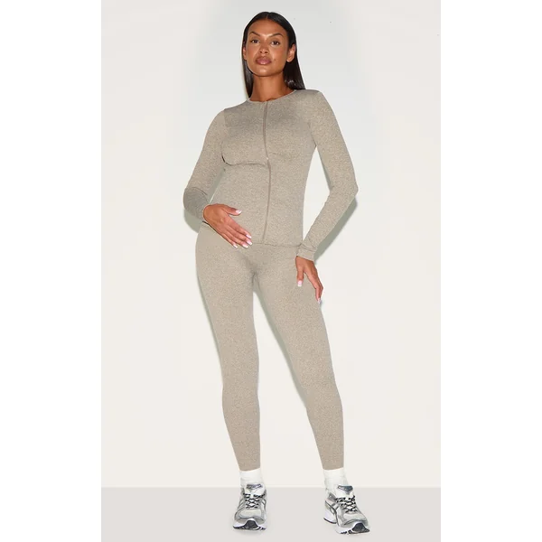 Maternity Olive Ribbed Leggings