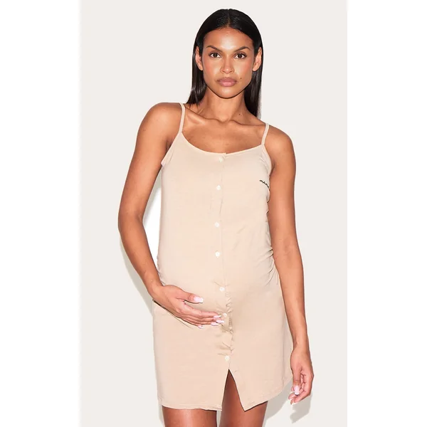 Maternity Sand Mama Strappy Button Up Front Nightie