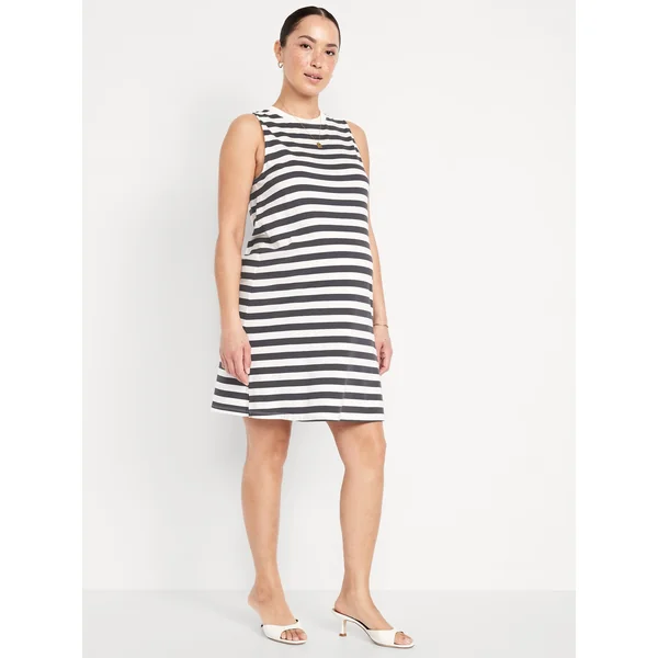 Maternity Vintage T-Shirt Dress - Navy Stripe