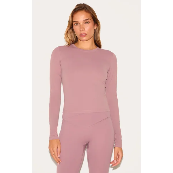 Mauve Ultimate Sculpt Long Sleeve Crop Gym Top