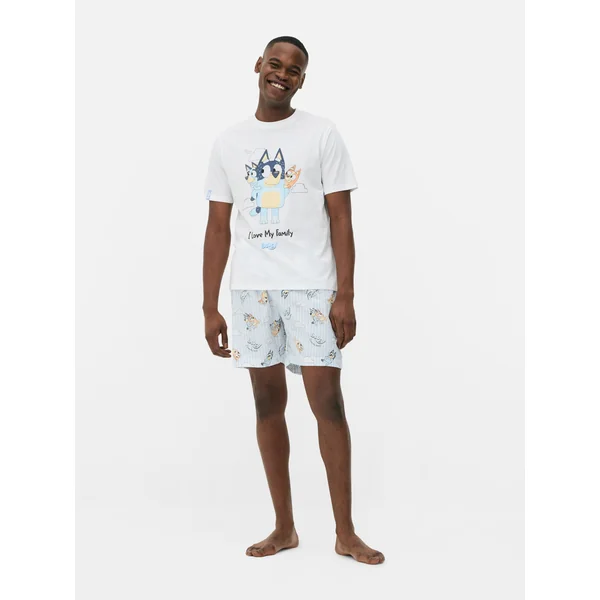 Men's Bluey Tee and Shorts Family Matching Pajamas - Blue