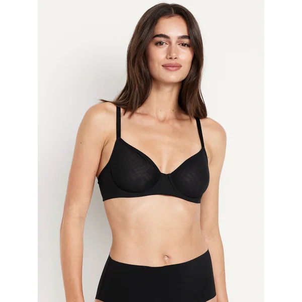Mesh Balconette Bra - Black Jack