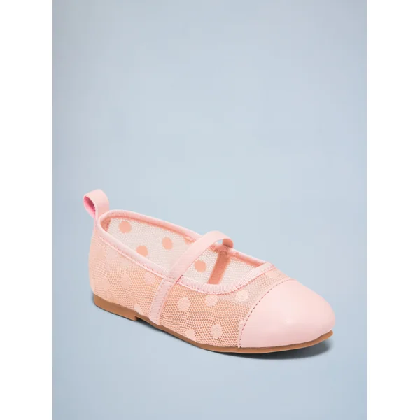 Mesh Ballet Flats for Toddler Girls - Light Pink Dots