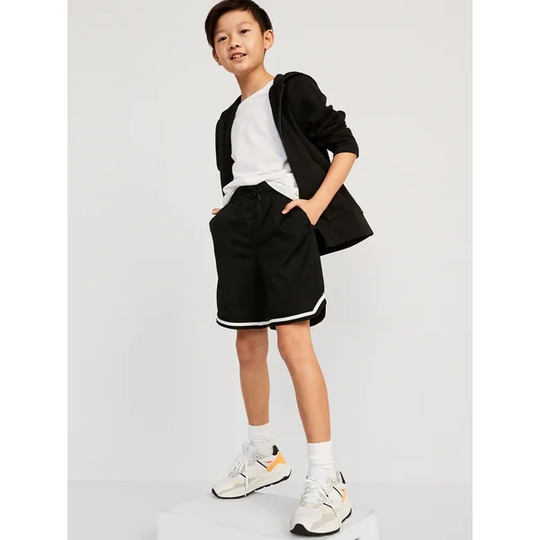 Mesh Basketball Shorts for Boys (At Knee) - Black Jack