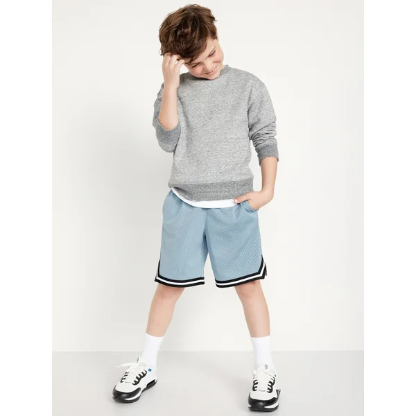 Mesh Basketball Shorts for Boys (At Knee) - BLUE DOVE