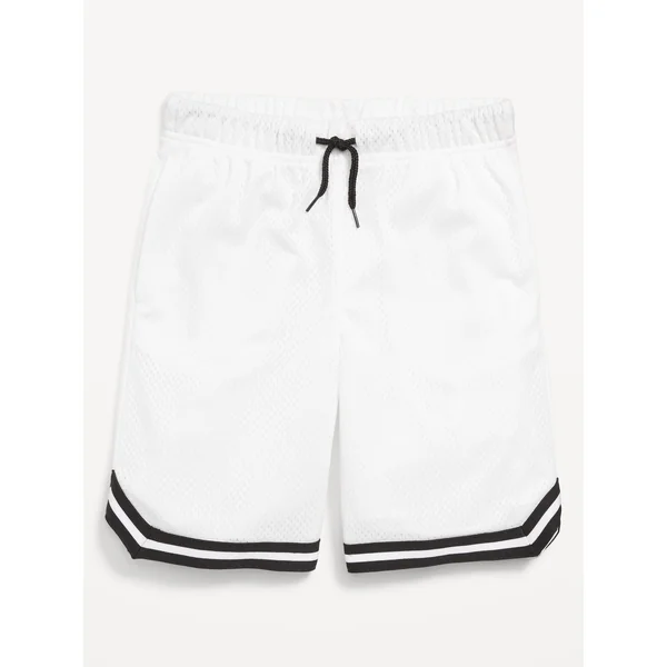 Mesh Basketball Shorts for Boys (At Knee) - Calla Lily White