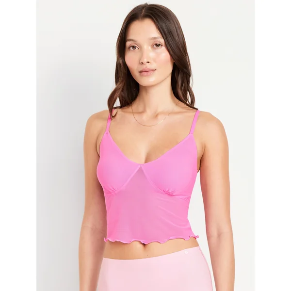 Mesh Cami Lounge Top - VIVID BEGONIA