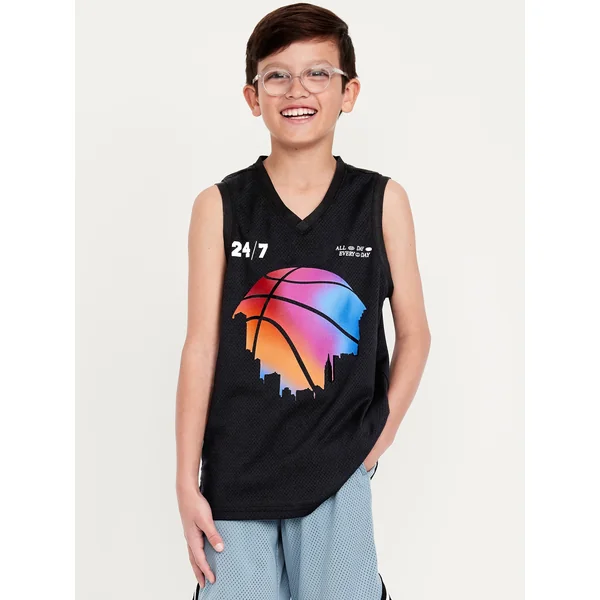 Mesh Graphic Tank Top for Boys - BlackJack
