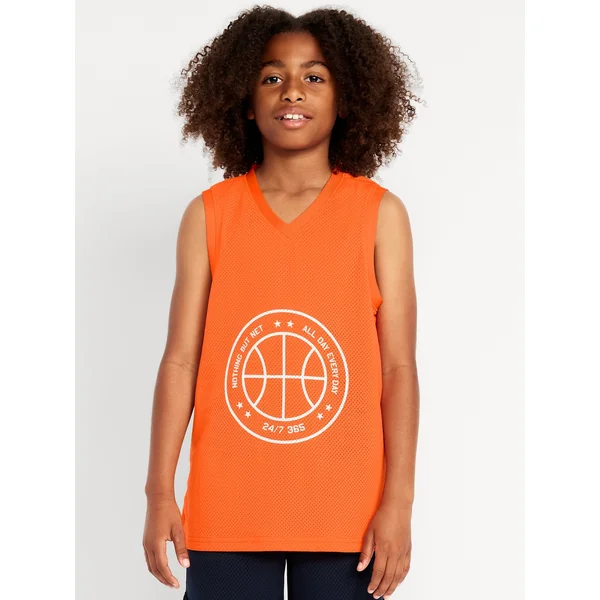 Mesh Graphic Tank Top for Boys - Candied Orange