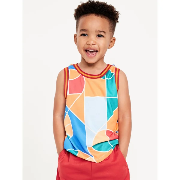 Mesh Graphic Tank Top for Toddler Boys - MANDARINE