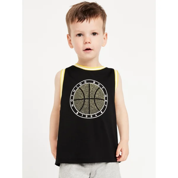 Mesh Tank Top for Toddler Boys - Black Jack