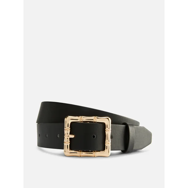 Metallic Buckle Belt - Black