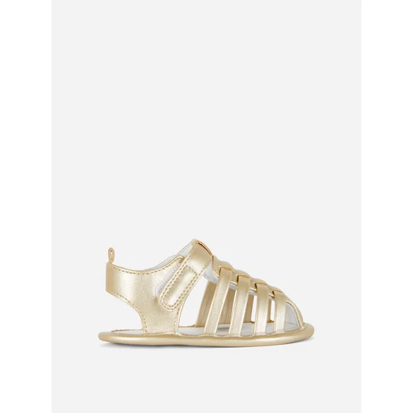 Metallic Caged Fisherman Sandals - Gold