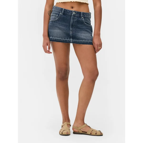 Micro Let Down Hem Skirt - Indigo