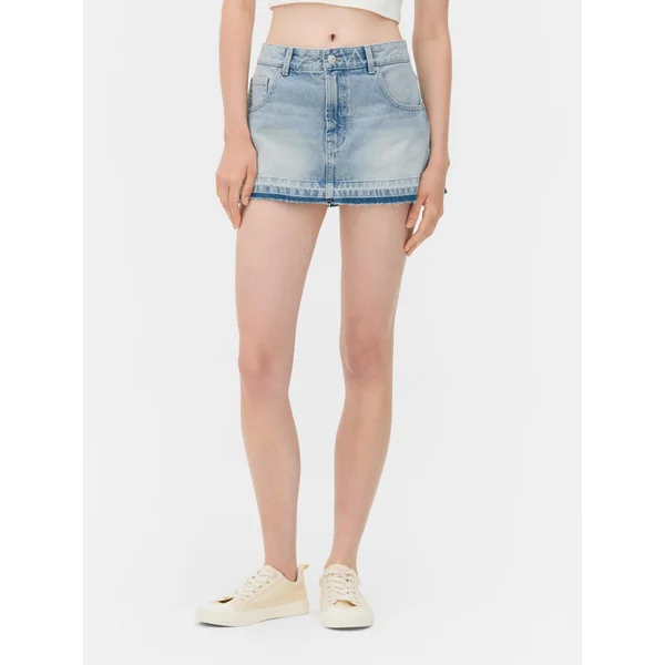 Micro Let Down Hem Skirt - Light Blue