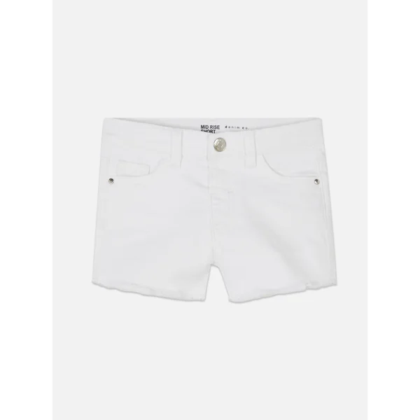 Mid Rise Denim Shorts - White