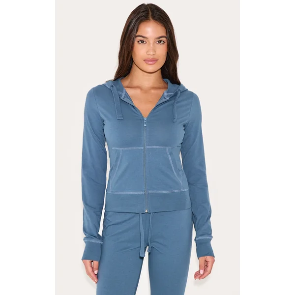 Midnight Blue Zip Up Fitted Track Top