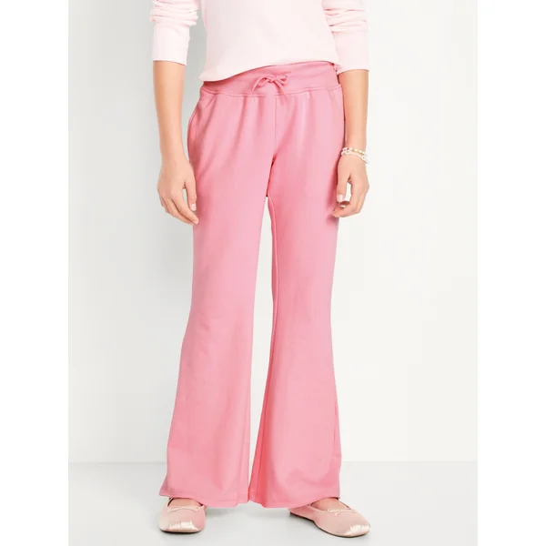 Mid-Rise Flare-Leg Fleece Sweatpants for Girls - Anemone Pink