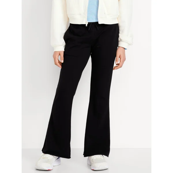 Mid-Rise Flare-Leg Fleece Sweatpants for Girls - Black Jack