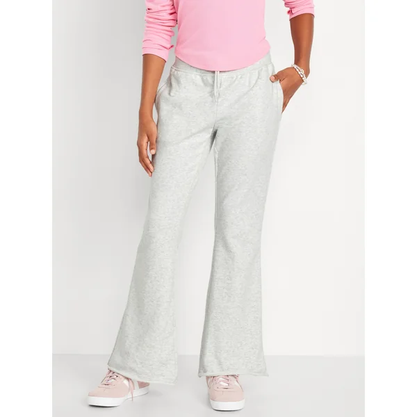 Mid-Rise Flare-Leg Fleece Sweatpants for Girls - Gray