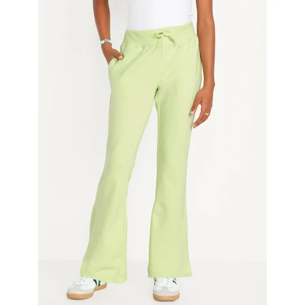 Mid-Rise Flare-Leg Fleece Sweatpants for Girls - Pale Citron