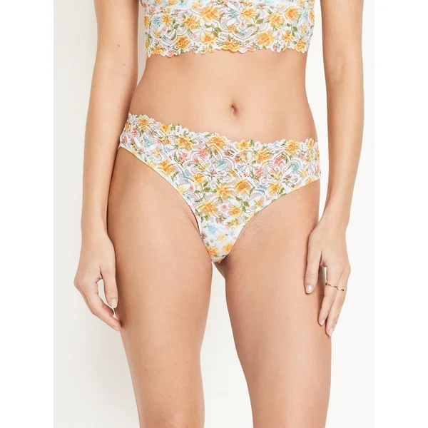 Mid-Rise Lace Bikini Underwear - Sunflower
