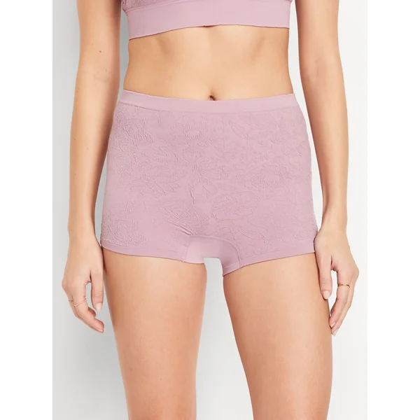 Mid-Rise Seamless Lace Boyshort Underwear - Rose Dawn