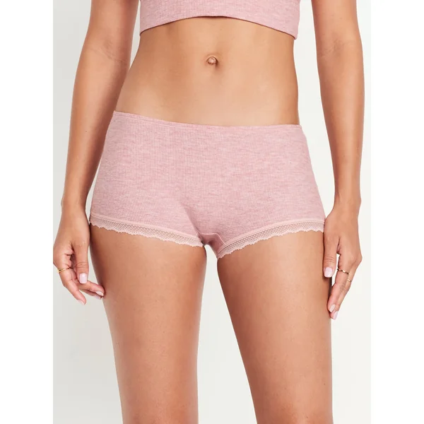 Mid-Rise Waffle Hipster Underwear - Red