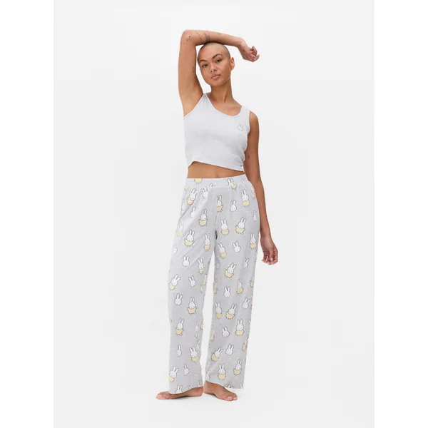Miffy Wide Leg Pajama Bottoms - Gray