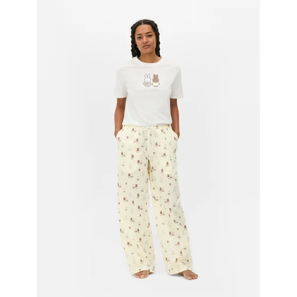 Miffy Wide Leg Pajama Bottoms - Yellow