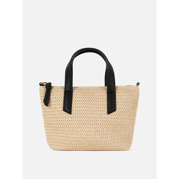 Mini Faux Straw Shopper - Natural