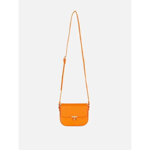 Mini Flap-Over Crossbody Bag - Orange