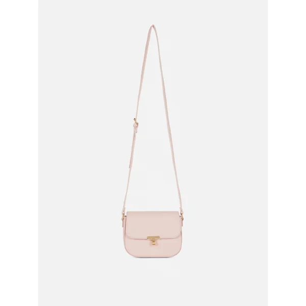 Mini Flap-Over Crossbody Bag - Pink