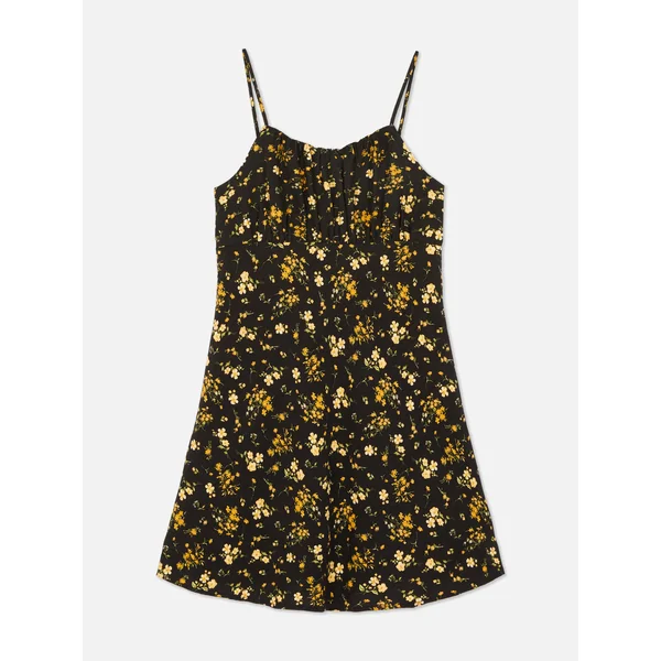 Mini Floral Mini Dress - Black