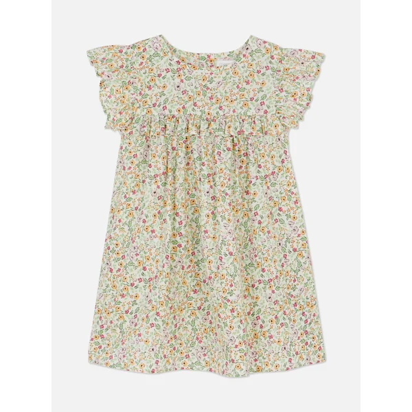 Mini Floral Ruffle Dress - Green