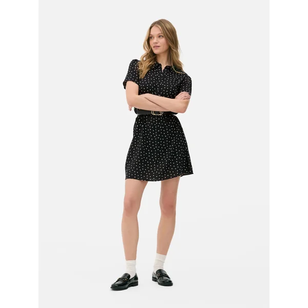 Mini Shirt Dress - Black/White