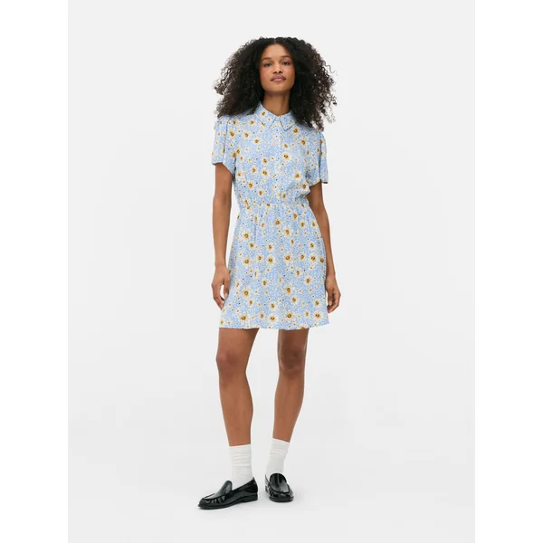 Mini Shirt Dress - Blue