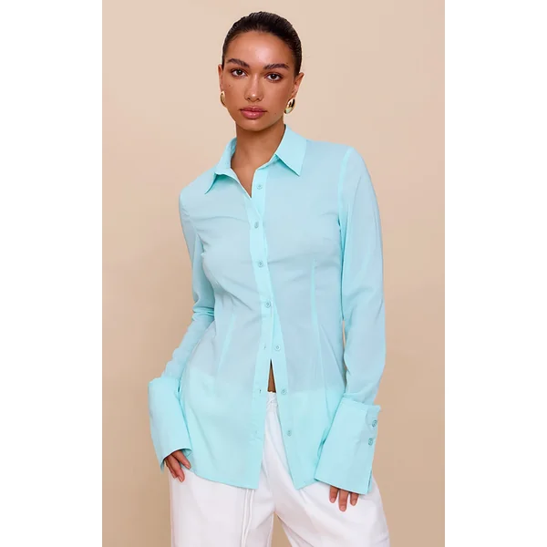 Mint Chiffon Fitted Shirt
