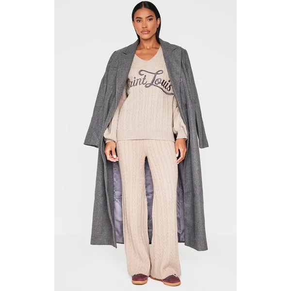 Mocha Cable Knit Wide Leg Pants