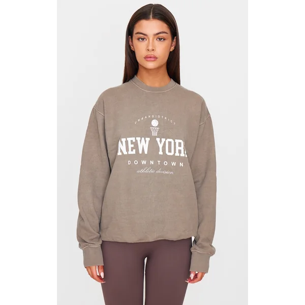 Mocha New York Downtown Graphic Printed Sweatshirt