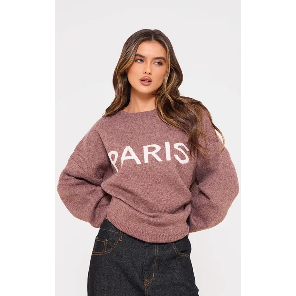 Mocha Paris Jacquard Knitted Sweater