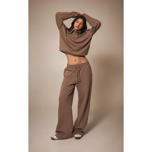 Mocha Premium Loopback Wide Leg Sweatpants