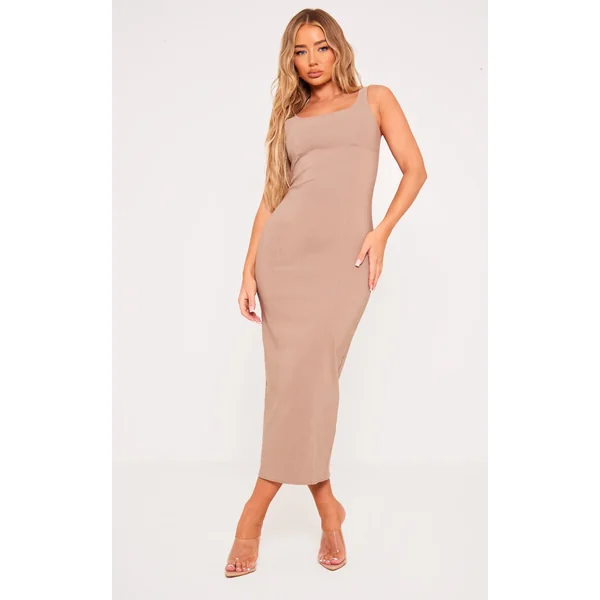Mocha Stretch Woven Maxi Dress