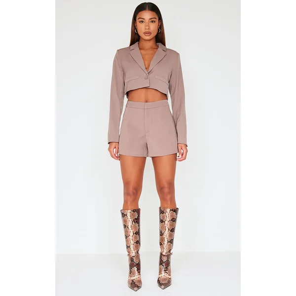 Mocha Tailored High Waist Shorts